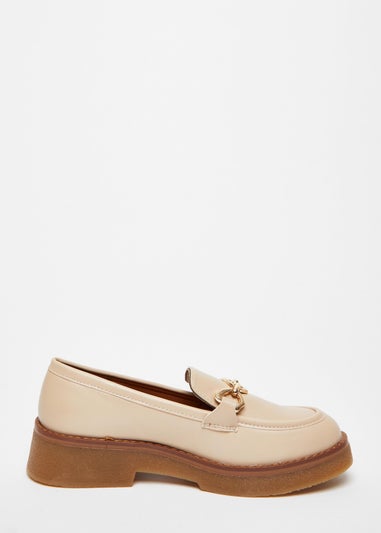 Quiz Beige Chunky Patent Loafers