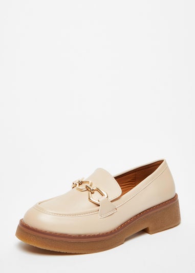 Quiz Beige Chunky Patent Loafers