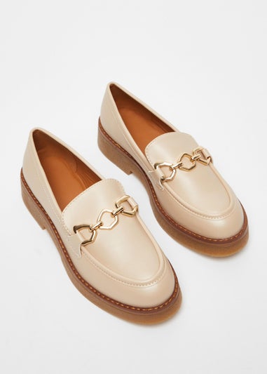 Quiz Beige Chunky Patent Loafers