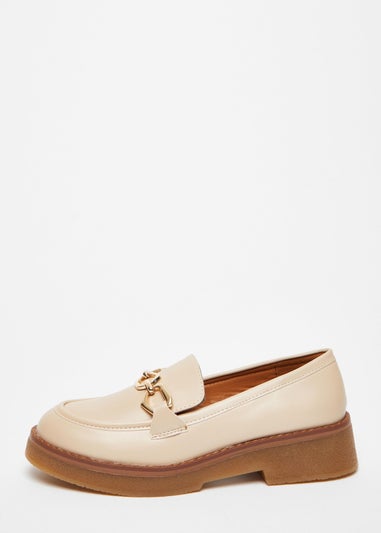 Quiz Beige Chunky Patent Loafers