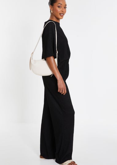 Quiz Black Textured Palazzo Trousers