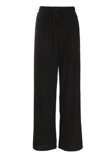 Quiz Black Textured Palazzo Trousers