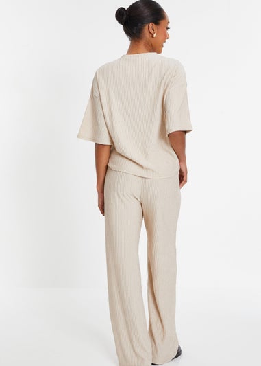 Quiz Stone Textured Palazzo Trousers