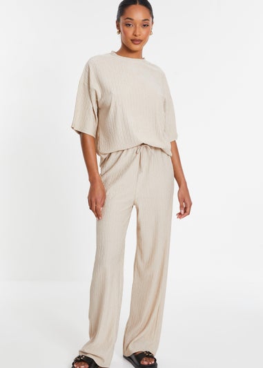 Quiz Stone Textured Palazzo Trousers