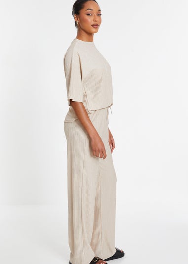 Quiz Stone Textured Palazzo Trousers