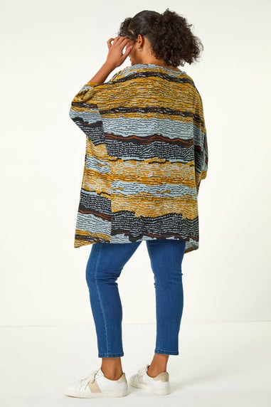 Roman Yellow Curve Stripe Print Snit Top