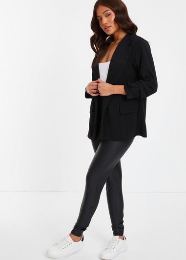 Quiz Black Petite Ruched Blazer