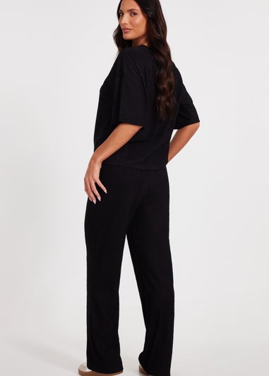 Quiz Black Textured T-Shirt