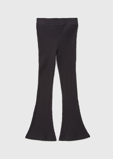 Girls Black Ribbed Flares (7-15yrs)