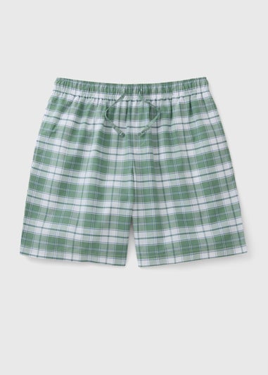 Green Check Woven Shorts