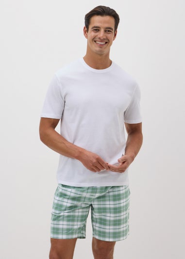 Green Check Woven Shorts