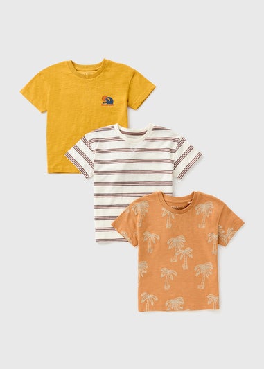 3 Pack Boys Yellow Palm Print T-Shirt (1-7yrs)