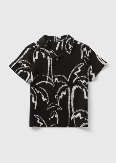 Boys Black Mono Palm Shirt (1-7yrs)