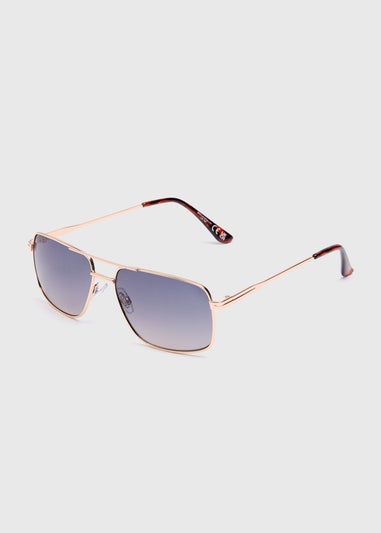 Gold Rounded Aviator Sunglasses