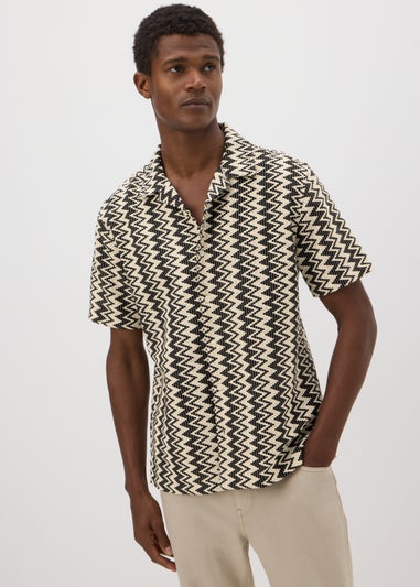 Black Textured Zig Zag Shirt
