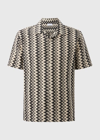 Black Textured Zig Zag Shirt