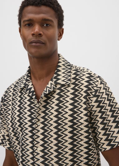 Black Textured Zig Zag Shirt