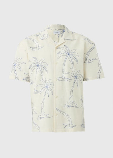 Cream Palm Tree Embroidered Shirt