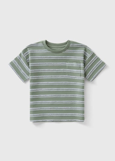 Boys Sage Green Striped T-Shirt (1-7yrs)
