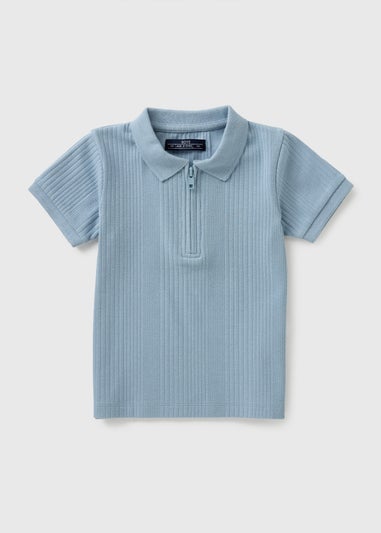 Boys Blue Ribbed Smart Polo Shirt (1-7yrs)