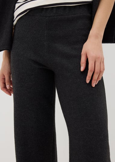 Charcoal Grey Soft Touch Wide Leg Trousers