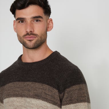 Threadbare Cream Ombré Stripe Crew Neck Jumper