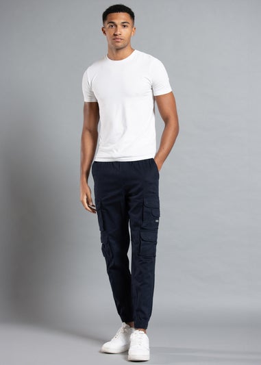 Tokyo Laundry Navy Belted Cotton Cargo Trousers