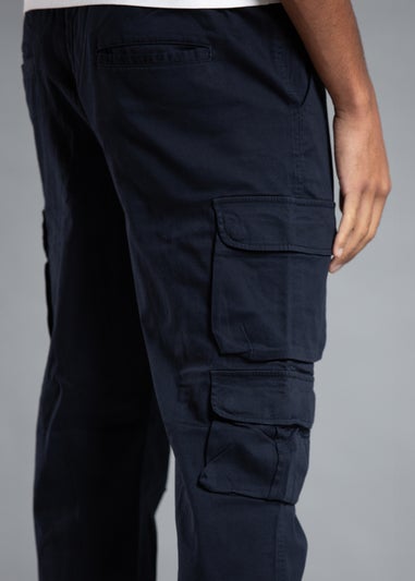 Tokyo Laundry Navy Belted Cotton Cargo Trousers