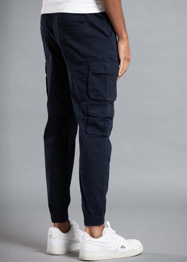 Tokyo Laundry Navy Belted Cotton Cargo Trousers