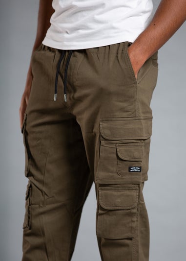 Tokyo Laundry Khaki Belted Cotton Cargo Trousers