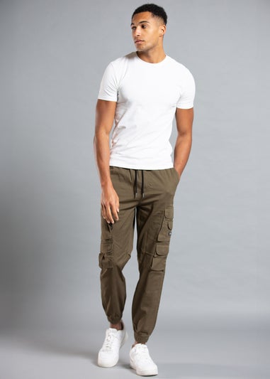 Tokyo Laundry Khaki Belted Cotton Cargo Trousers