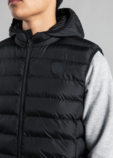 Tokyo Laundry Black Padded Hooded Gilet with Full Zip