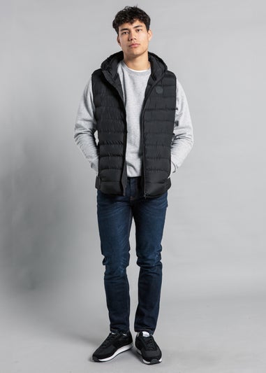 Tokyo Laundry Black Padded Hooded Gilet with Full Zip