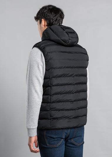 Tokyo Laundry Black Padded Hooded Gilet with Full Zip