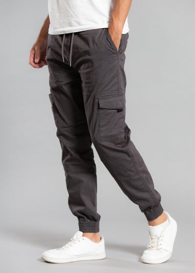 Tokyo Laundry Grey Cotton Drawstring Cargo Trousers