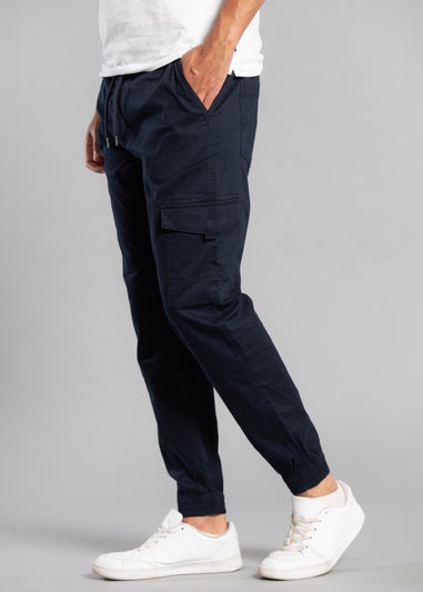 Tokyo Laundry Navy Cotton Drawstring Cargo Trousers