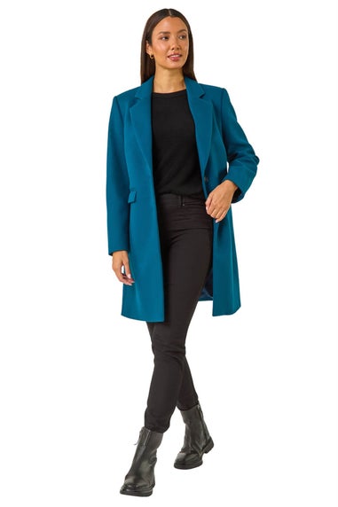 Roman Teal Tailored Single Breasted Coat