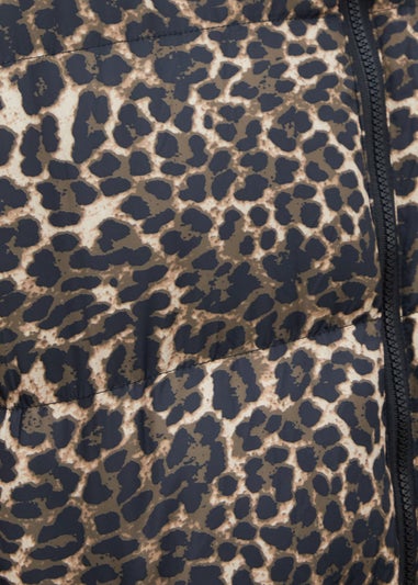 Threadbare Brown Leopard Print Hooded Puffer Coat