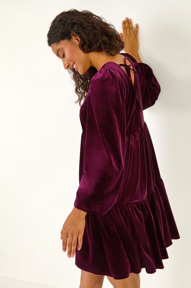 Dusk Burgundy Dusk V-Neck Velvet Mini Dress