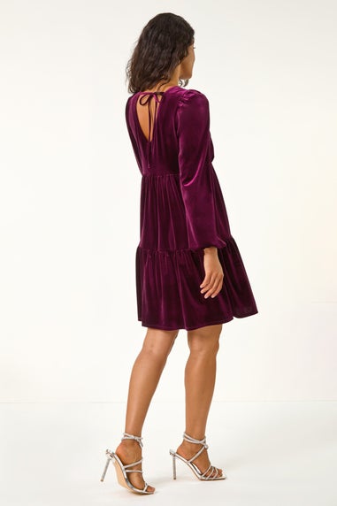 Dusk Burgundy Dusk V-Neck Velvet Mini Dress