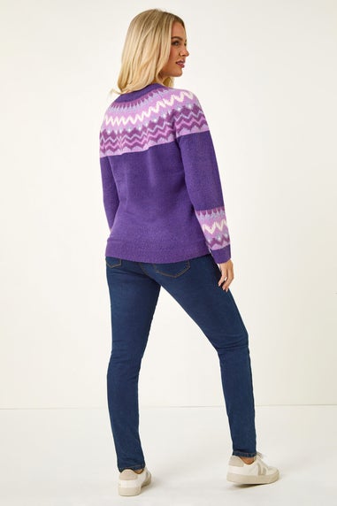 Roman Lilac Petite Fairisle Detail Knit Jumper