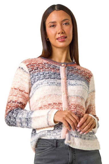 Roman Denim Fluffy Ombre Knit Cardigan