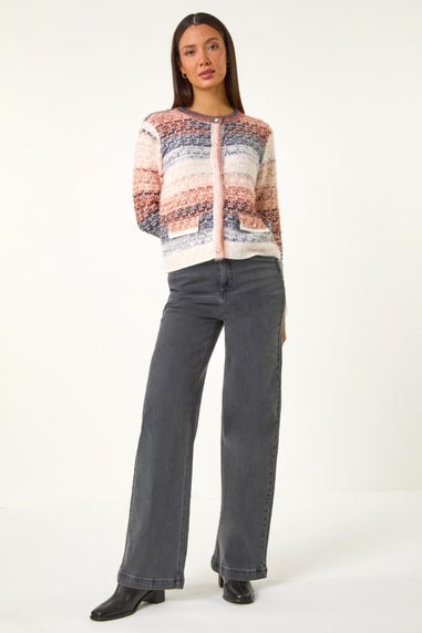Roman Denim Fluffy Ombre Knit Cardigan