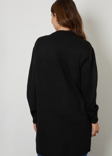 Threadbare Black Ocean Longline Knitted Cardigan