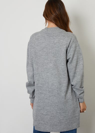 Threadbare Grey Ocean Longline Knitted Cardigan