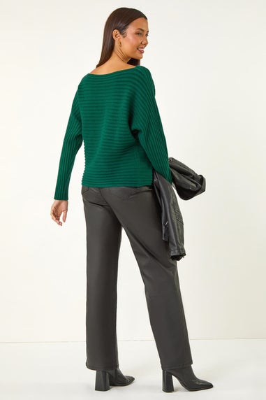 Roman Green Ribbed Batwing Knit