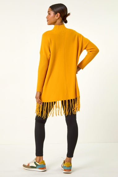 Roman Amber Pocket Fringe Hem Knit Jumper