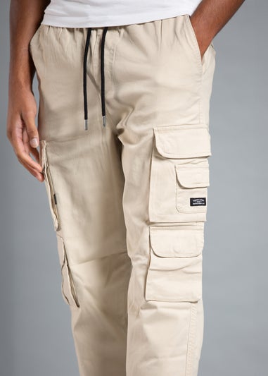 Tokyo Laundry Beige Belted Cotton Cargo Trousers