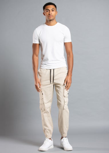 Tokyo Laundry Beige Belted Cotton Cargo Trousers