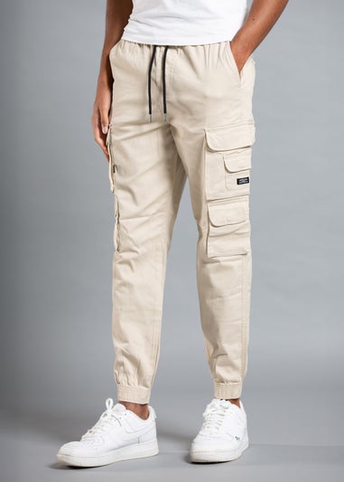 Tokyo Laundry Beige Belted Cotton Cargo Trousers